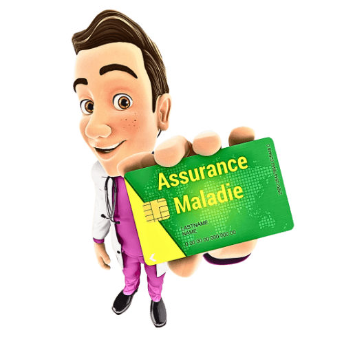 Image d'un personnage montrant une carte vitale